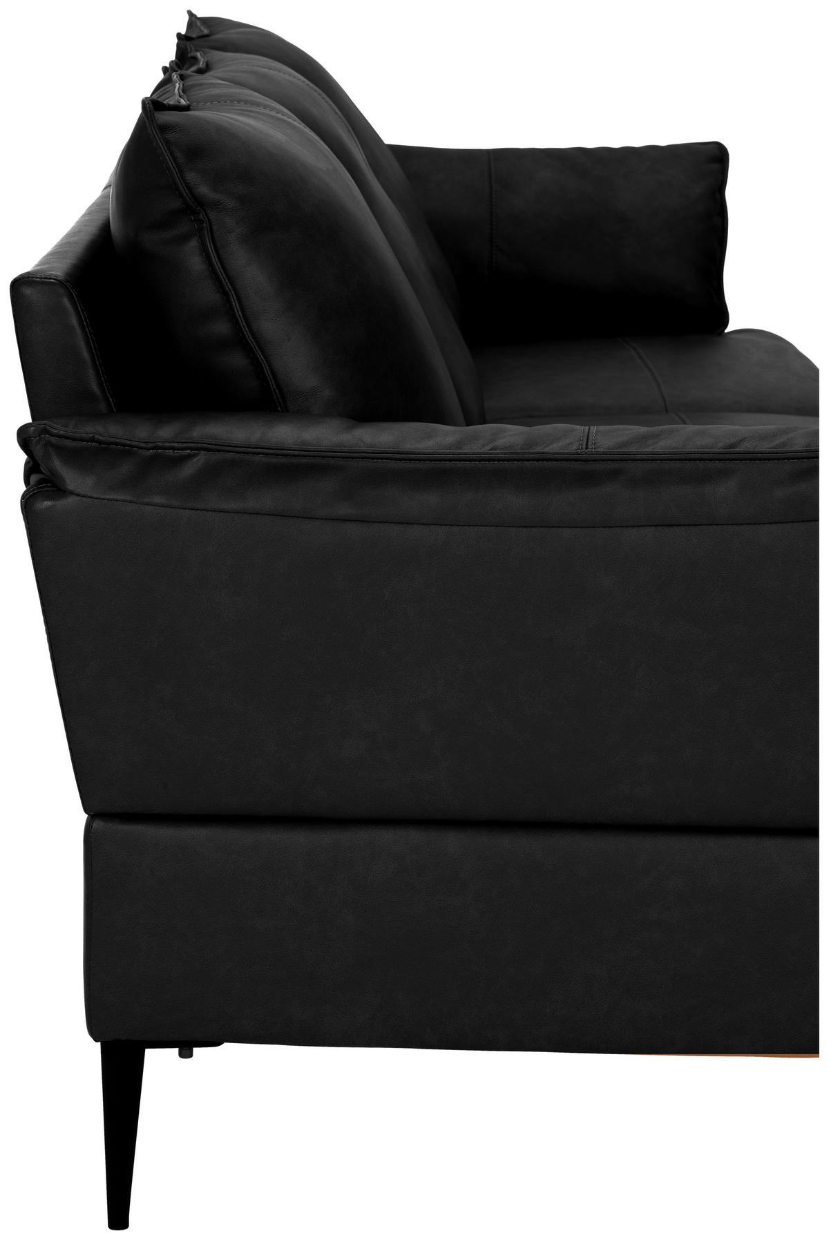 ECKSOFA in Echtleder Schwarz  233/153 cm  - Schwarz, Design, Leder/Textil (233/153cm) - Livetastic