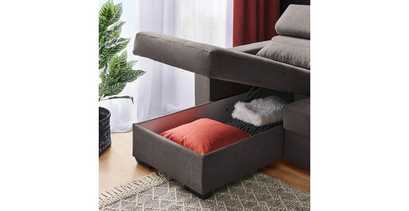 ECKSOFA in Webstoff Graubraun  - Graubraun/Schwarz, Design, Kunststoff/Textil (179/240cm) - Carryhome