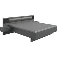 POSTELJA 180 cm   x 200 cm  , steklo, leseni material barve grafita  - barve grafita, Moderno, steklo/leseni material (180/200cm) - Ti'me