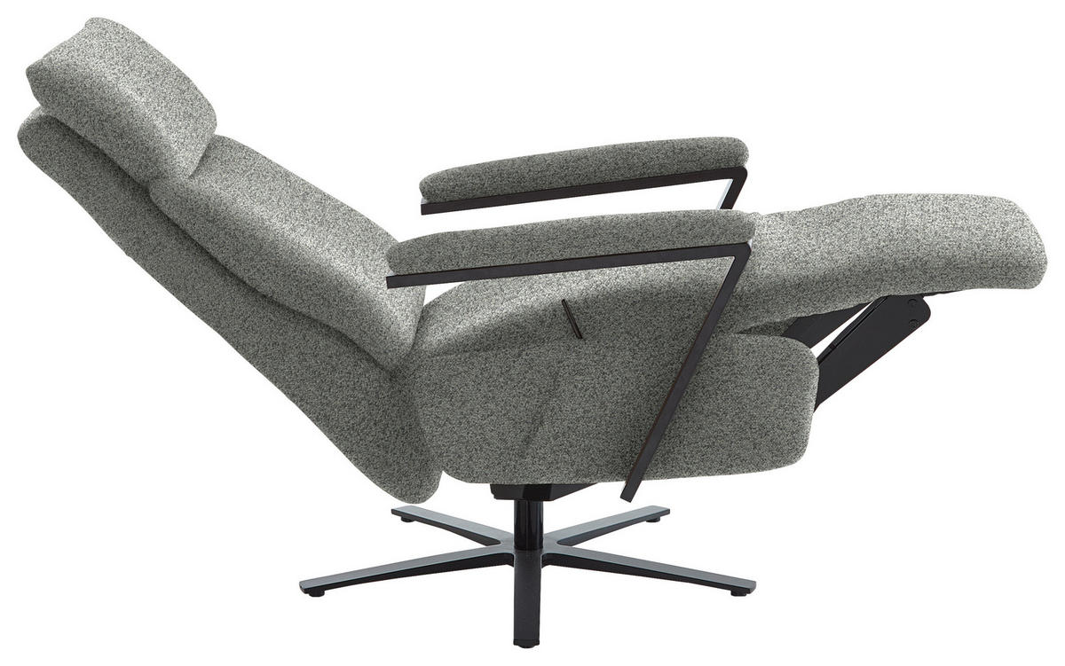 RELAXSESSEL in Textil Grau  - Schwarz/Grau, Design, Textil/Metall (68/117/85cm) - Cantus