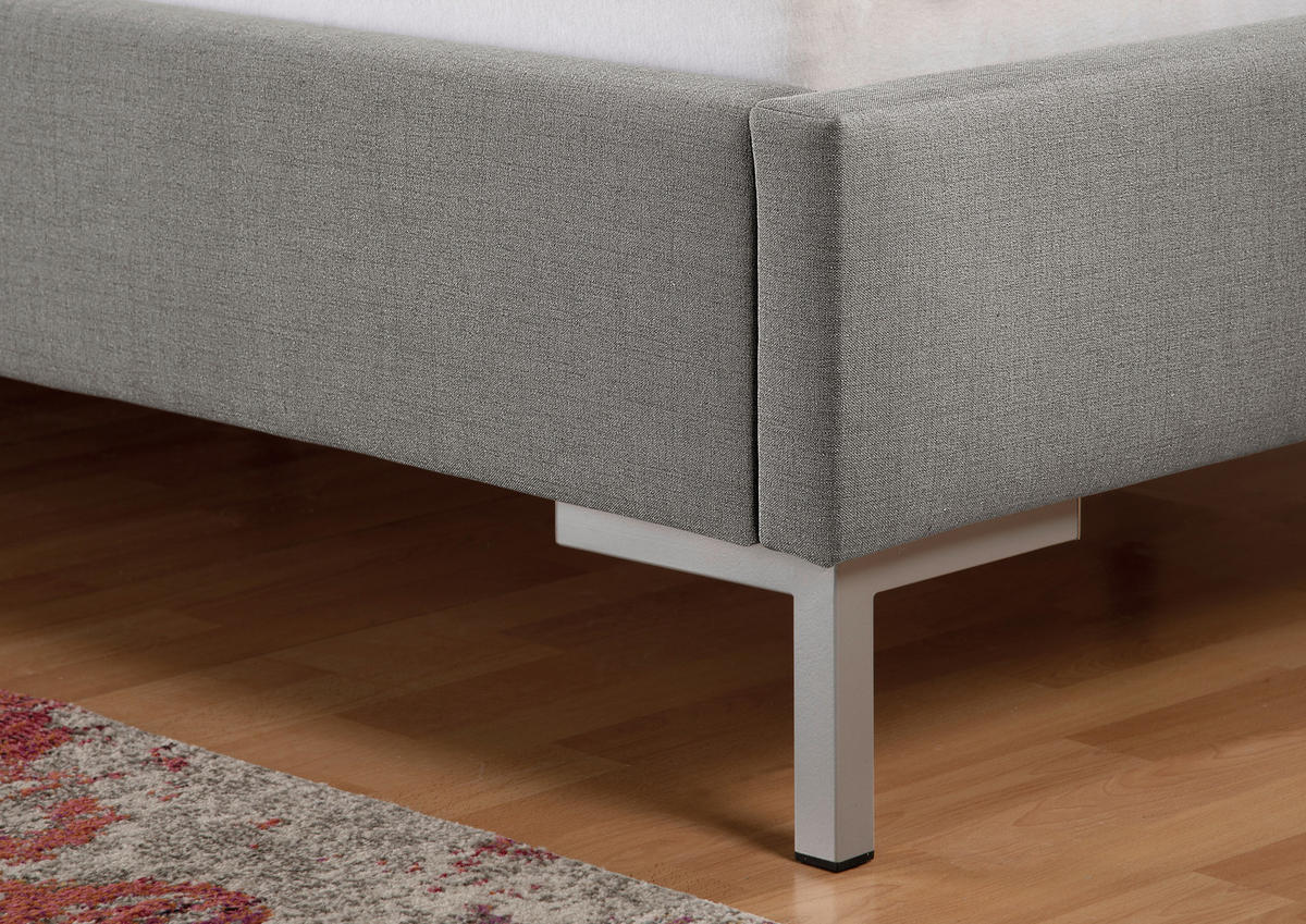 POLSTERBETT  in Grau,  - Silberfarben/Grau, MODERN, Textil/Metall (113/117/210cm) - Livetastic