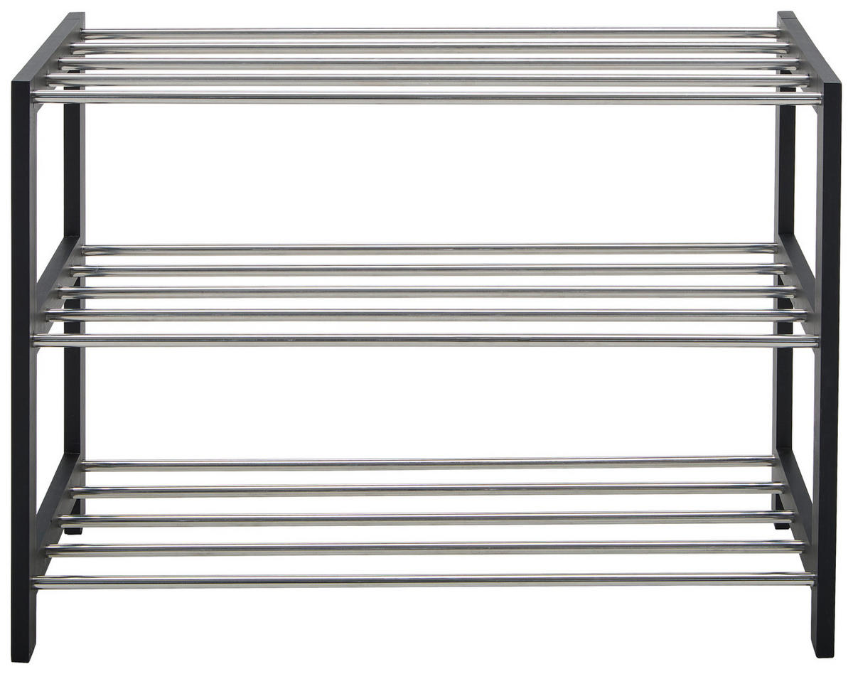 SCHUHREGAL Schwarz, Silberfarben  - Silberfarben/Schwarz, Basics, Holzwerkstoff/Metall (77.8/55.8/34.4cm) - Carryhome