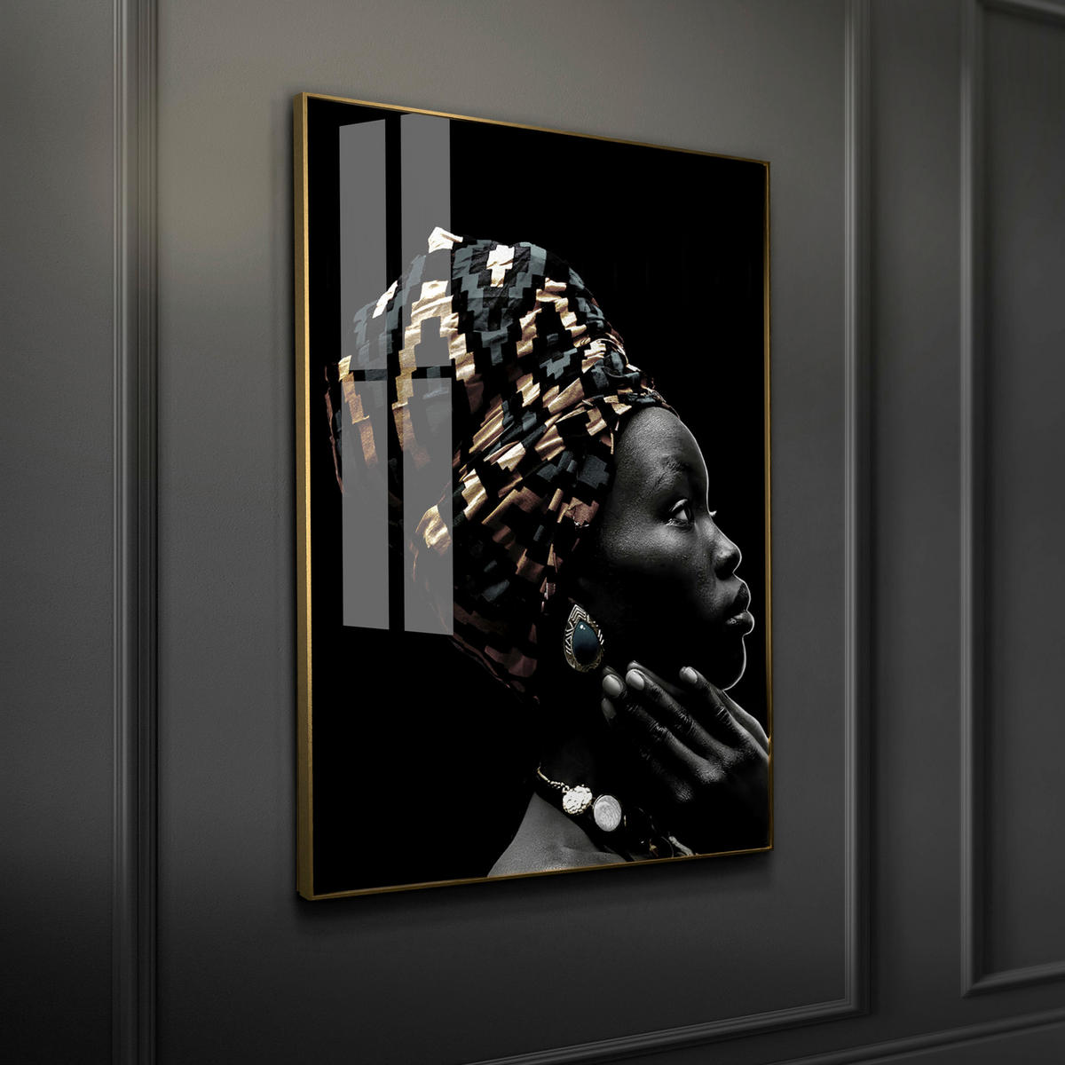 GLASBILD Frauen 80/120 cm  - Goldfarben/Schwarz, Basics, Glas/Holz (80/120cm)