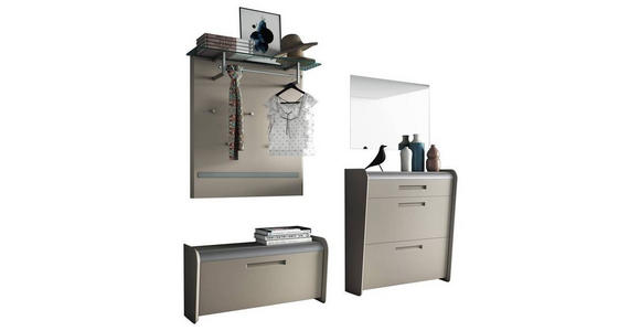 GARDEROBE 205/185/36 cm  - Taupe/Alufarben, Design, Holzwerkstoff/Metall (205/185/36cm) - Dieter Knoll