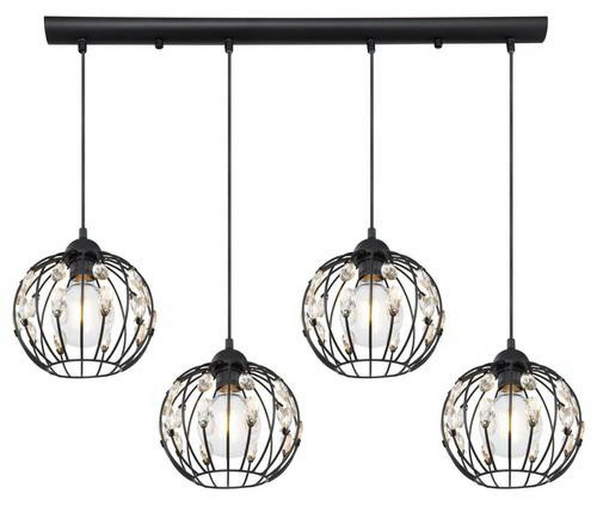 HÄNGELEUCHTE 80/20/120 cm   - Schwarz, Basics, Glas/Metall (80/20/120cm) - Globo