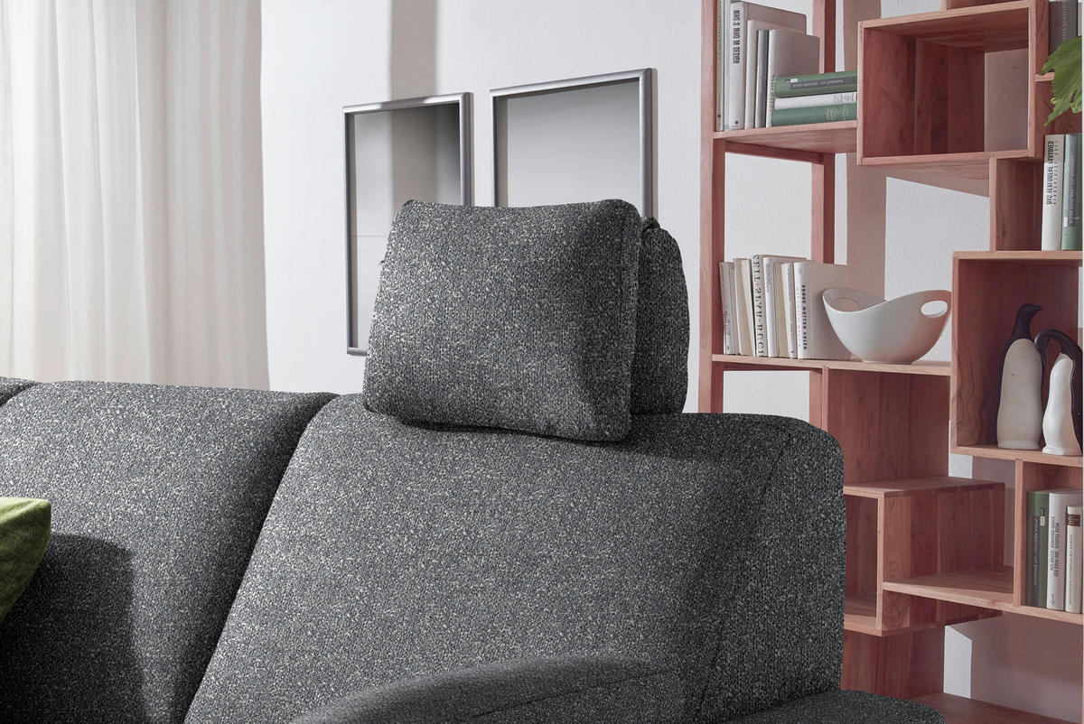 WOHNLANDSCHAFT  in Mikrovelours Grau  - Anthrazit/Alufarben, KONVENTIONELL, Textil (237/323/158cm) - Sedda