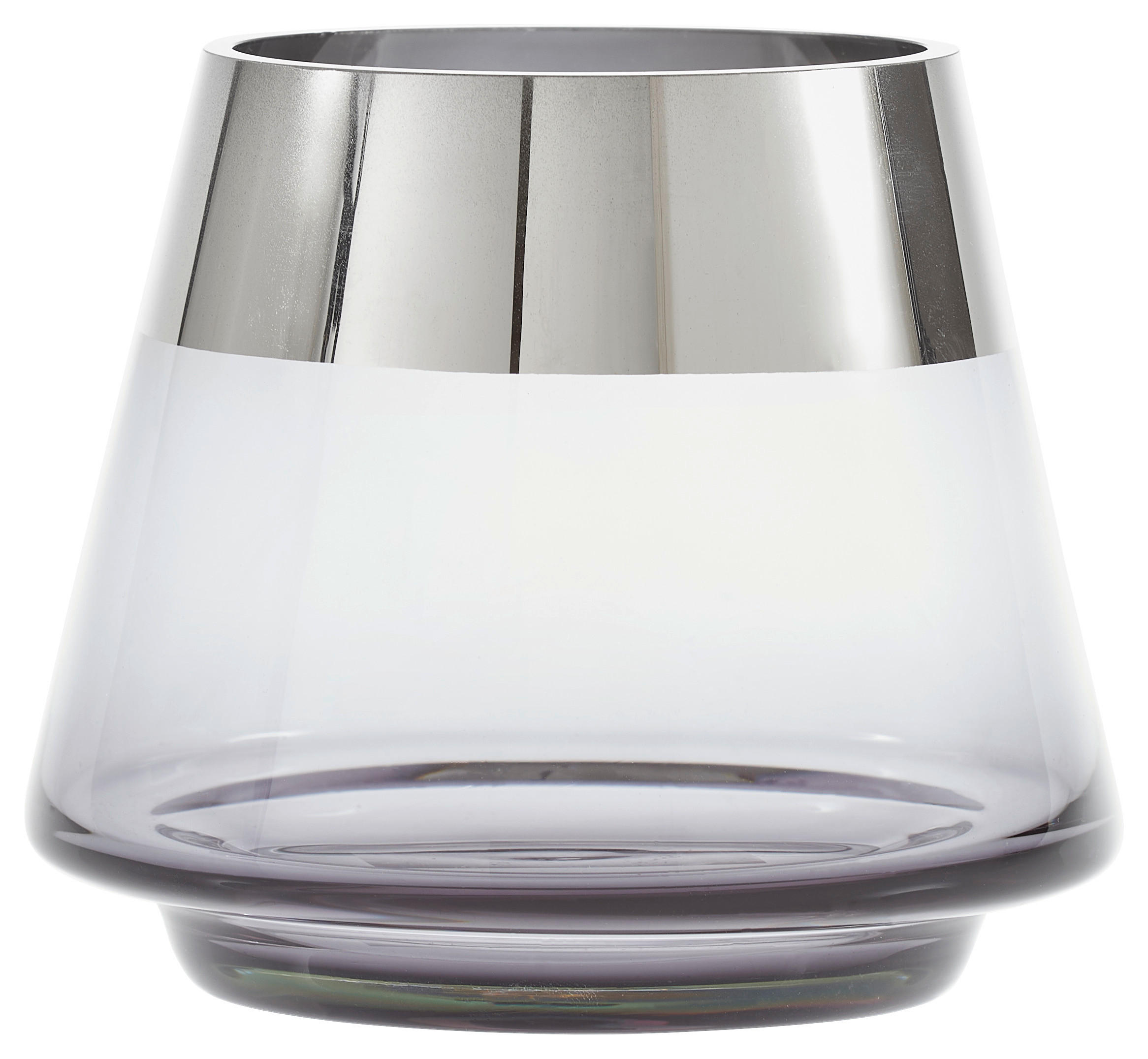 WINDLICHT Grau, Chromfarben 15/13 cm  - Chromfarben/Grau, LIFESTYLE, Glas (15/13cm) - Ambia Home