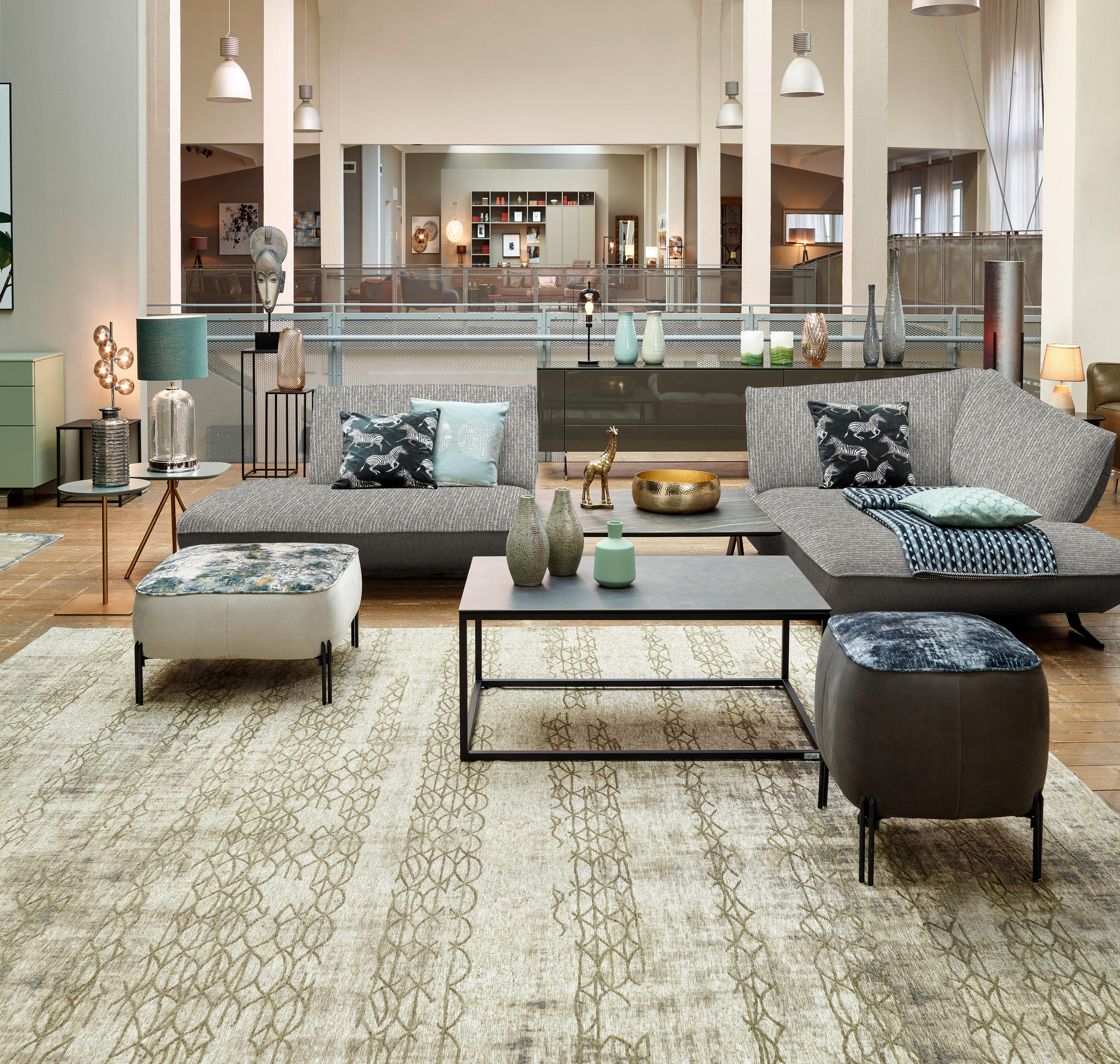 ECKSOFA in Webstoff, Struktur Blau, Sandfarben  - Sandfarben/Blau, Design, Textil/Metall (265/172cm) - Joop!