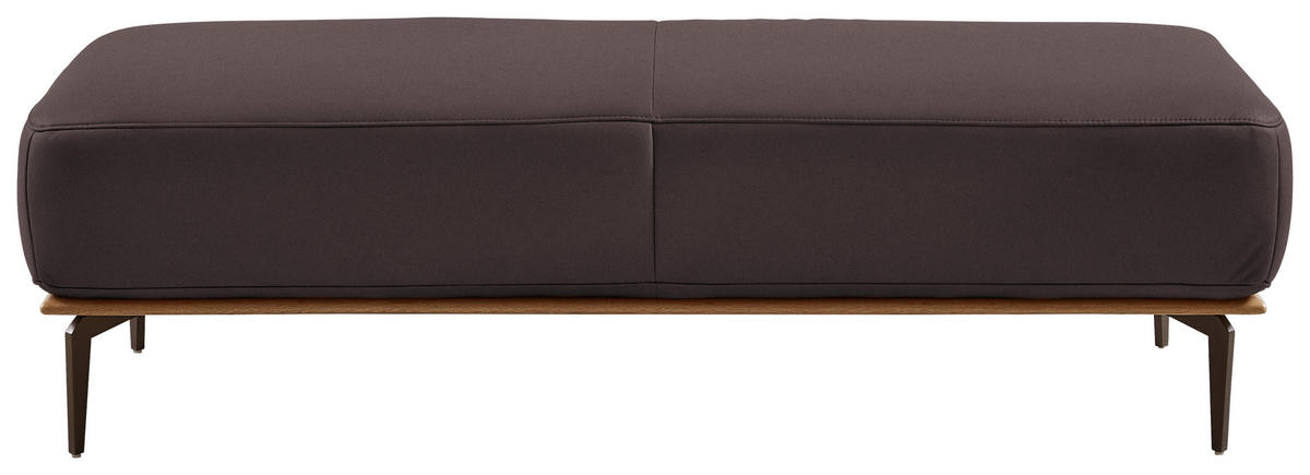 HOCKER in Holz, Leder Dunkelbraun  - Dunkelbraun/Bronzefarben, Design, Leder/Holz (151/44/61cm) - Valnatura