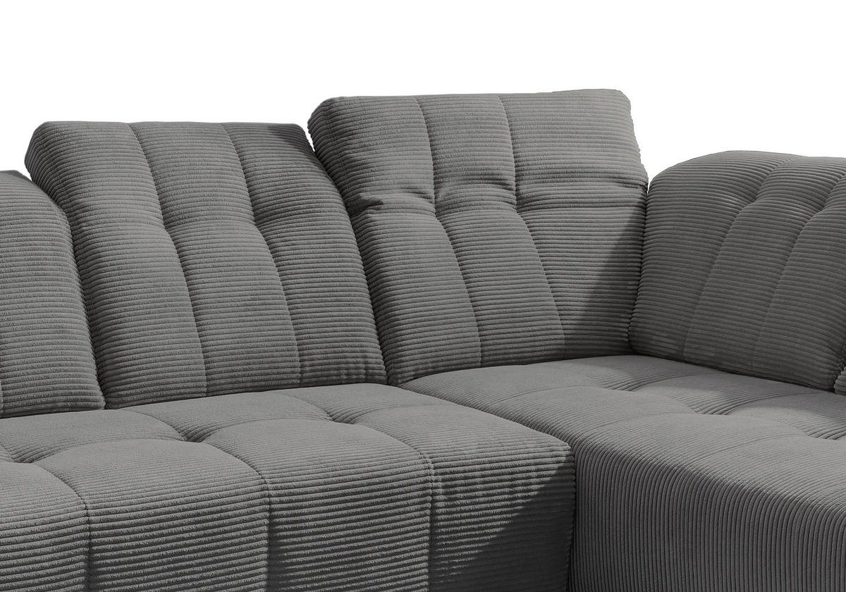 ECKSOFA Grau Cord  - Schwarz/Grau, MODERN, Textil/Metall (261/200cm) - Livetastic