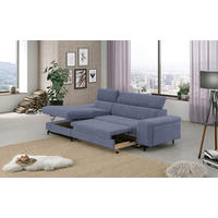 ECKSOFA in Chenille Blau  - Blau/Schwarz, Textil/Metall (165/267cm) - MID.YOU