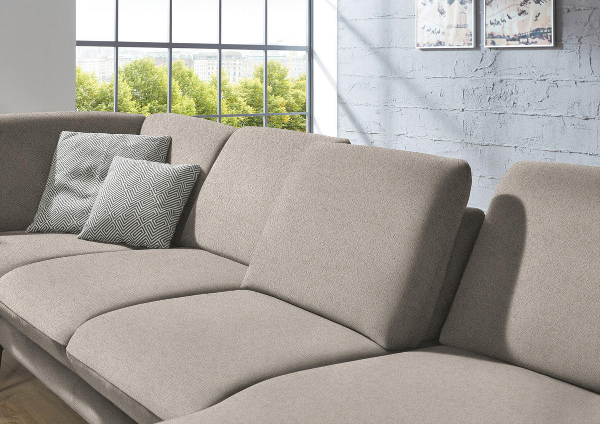 SAROKGARNITÚRA textil világosbarna  - fekete/világosbarna, Design, textil/fém (208/344/180cm) - Dieter Knoll