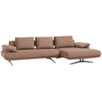 ECKSOFA  in Chenille Hellbraun Rückenkissen, Armlehnenkissen  334/168 cm  - Hellbraun/Schwarz, Design, Textil/Metall (334/168cm) - Dieter Knoll
