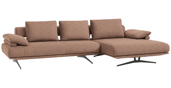 ECKSOFA  in Chenille Hellbraun Rückenkissen, Armlehnenkissen  334/168 cm  - Hellbraun/Schwarz, Design, Textil/Metall (334/168cm) - Dieter Knoll