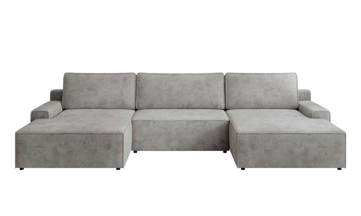 WOHNLANDSCHAFT CHALLENGE Grau Cord  - Schwarz/Grau, MODERN, Kunststoff/Textil (168/333/168cm) - Trendmanufaktur