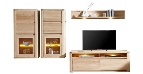 TV-ELEMENT Eiche furniert, massiv Eichefarben - Eichefarben, KONVENTIONELL, Holz (165/57/51cm) - Voleo