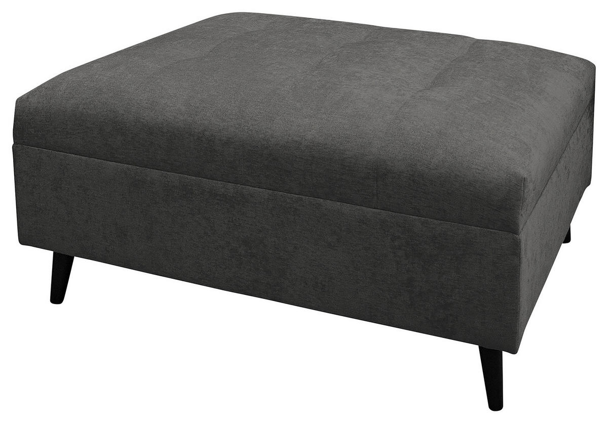 Ecksofa inkl. Hocker in Flachgewebe Grau  - Schwarz/Grau, Design, Holz/Textil (174/247cm) - MID.YOU
