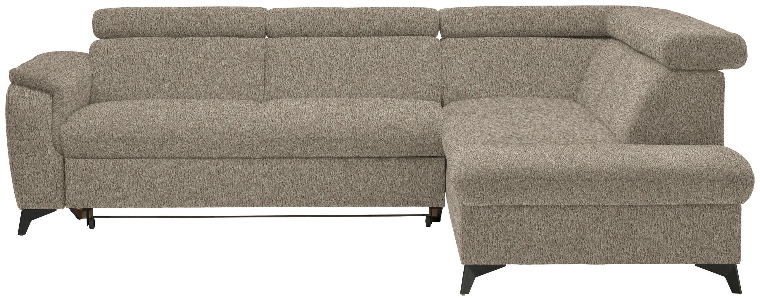 ECKSOFA in Teddystoff Greige  - Greige/Schwarz, Design, Textil/Metall (260/203cm) - Stylife