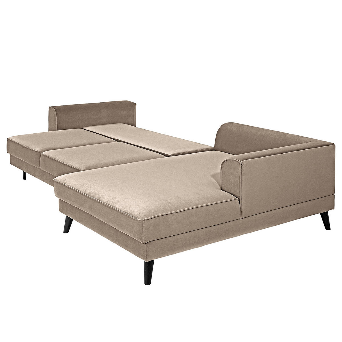 ECKSCHLAFSOFA  mit Typenauswahl, Bettkasten erhältlich, Stoffauswahl, seitenverkehrt erhältlich, Schlafen auf Sitzhöhe, Bettfunktion erhältlich, Rücken echt, Armteil links, Armteil rechts Samt, Velours Hellgrau  - Wengefarben/Hellgrau, MODERN, Holz/Textil (280/85/169cm) - Trendmanufaktur