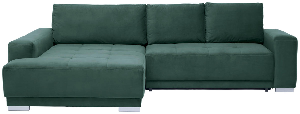 KUTNA GARNITURA tekstil  tamno zelena   - srebrne boje/tamno zelena, Design, tekstil/drvo (195/293cm) - Cantus