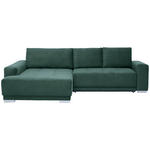 ECKSOFA inkl. Funktionen Dunkelgrün Flachgewebe  - Dunkelgrün/Silberfarben, Design, Holz/Textil (195/293cm) - Cantus