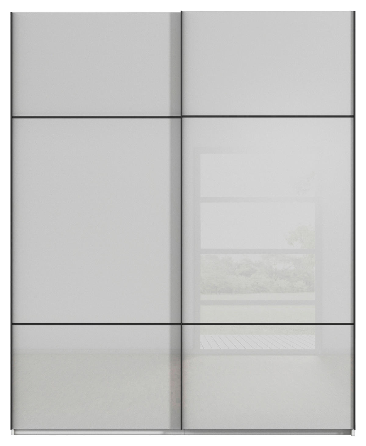 SCHWEBETÜRENSCHRANK in Grau, Weiss  - Weiss/Schwarz, Konventionell, Glas/Holzwerkstoff (201/223/67cm) - Novel