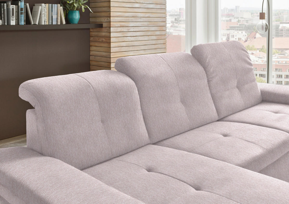 ECKSOFA in Flachgewebe Hellrosa  - Hellrosa/Schwarz, Design, Textil/Metall (174/297cm) - Beldomo Style