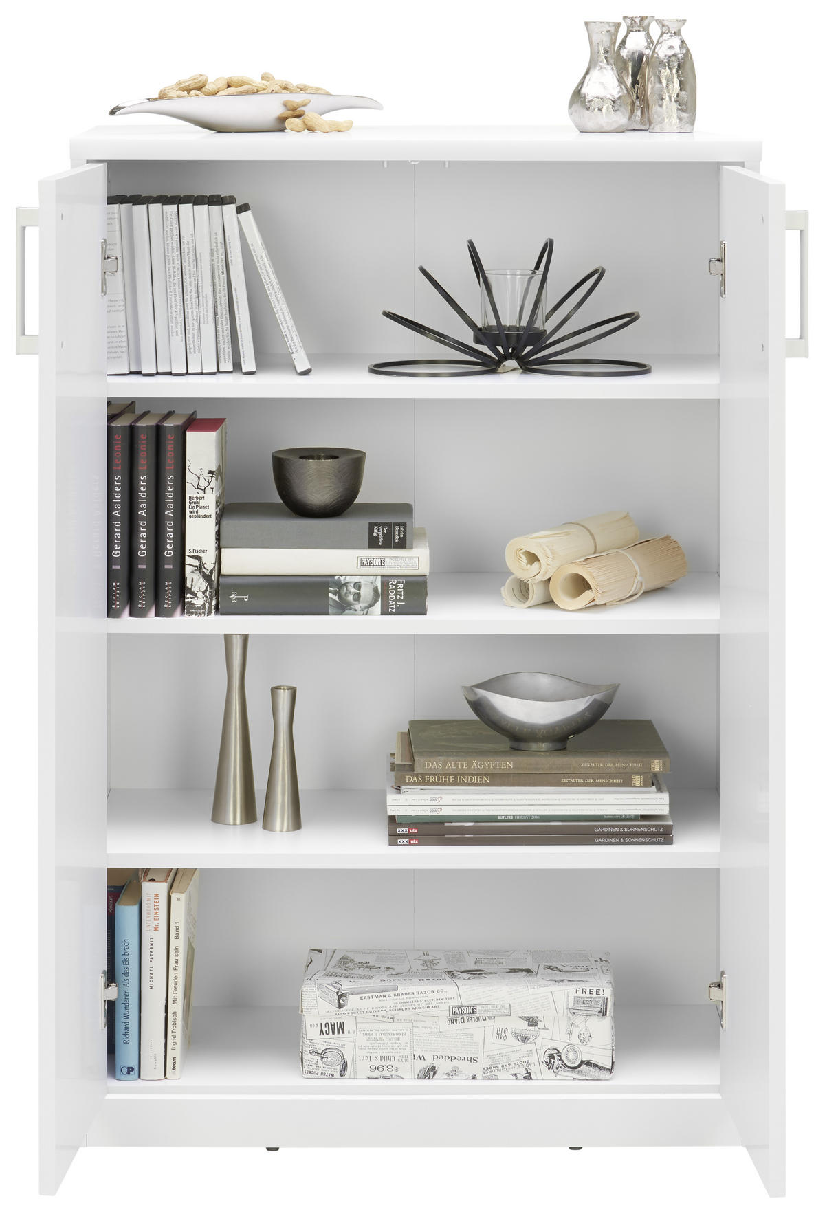 KOMMODE 72/110/36 cm  in Weiss  - Weiss/Silberfarben, Konventionell, Holzwerkstoff/Kunststoff (72/110/36cm) - Xora