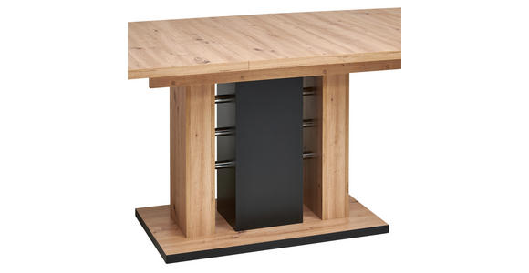 ESSTISCH in Metall, Holzwerkstoff 140-180/90/75,5 cm  - Schwarz/Eiche Artisan, KONVENTIONELL, Holzwerkstoff/Metall (140-180/90/75,5cm) - Carryhome