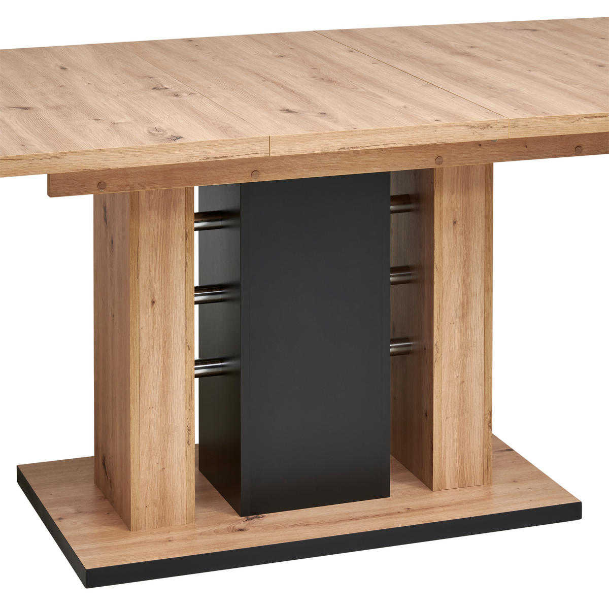 TABLE in Metall, Holzwerkstoff 140-180/90/75,5 cm  - Schwarz/Eiche Artisan, Konventionell, Holzwerkstoff/Metall (140-180/90/75,5cm) - Carryhome