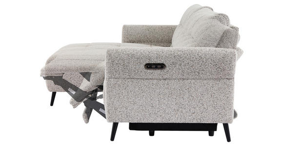 ECKSOFA  in Webstoff Grau Rücken echt, Armteilverstellung, Relaxfunktion  156/220 cm  - Schwarz/Grau, Design, Textil/Metall (156/220cm) - Carryhome
