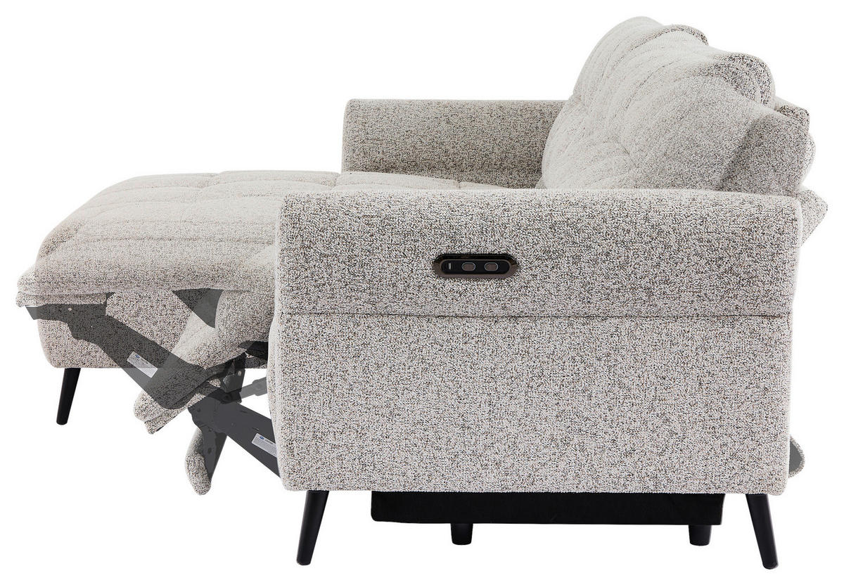 ECKSOFA in Webstoff Grau  156/220 cm  - Grau/Nickelfarben, Design, Textil/Metall (156/220cm) - Carryhome