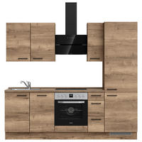 KÜCHENBLOCK 240 cm   in Eiche dunkel  - Eiche dunkel/Schwarz, MODERN, Holzwerkstoff/Metall (240cm) - Nobilia