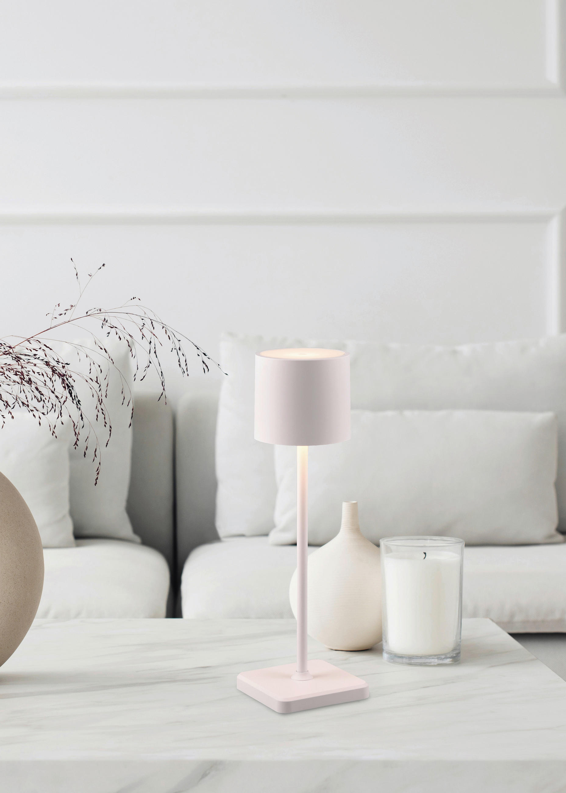 STOLNÍ LAMPA NA BATERIE 12,5/38 cm - bílá, Konvenční, plast (12,5/38cm)