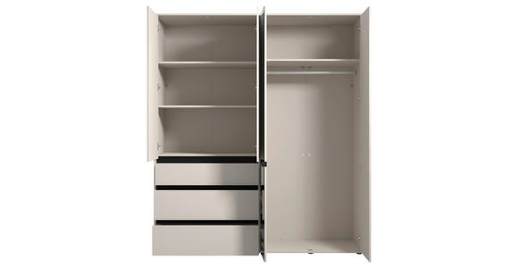 DREHTÜRENSCHRANK 3-türig Schwarz, Kaschmir  - Kaschmir/Schwarz, Basics, Glas/Holzwerkstoff (182,5/210,5/54,5cm) - Xora