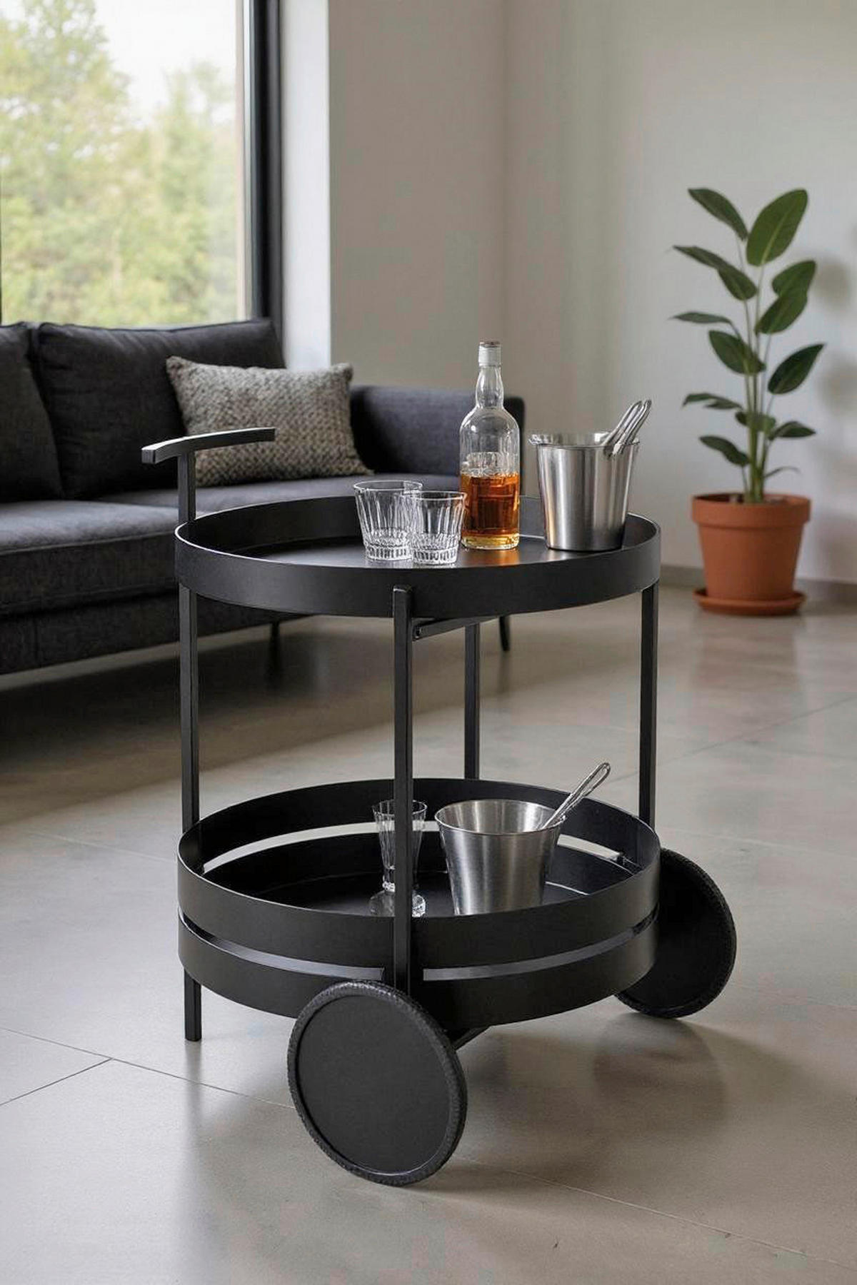 SERVÍROVACÍ VOZÍK, čierna, 42/42/62 cm - čierna, Design, kov (42/42/62cm)