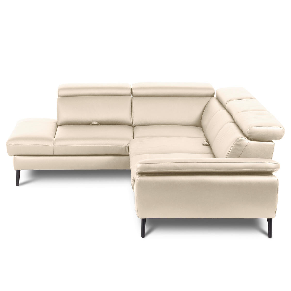 ECKSOFA Lederlook Echtleder Grau  - Schwarz/Grau, Design, Leder/Textil (220/274cm) - Livetastic