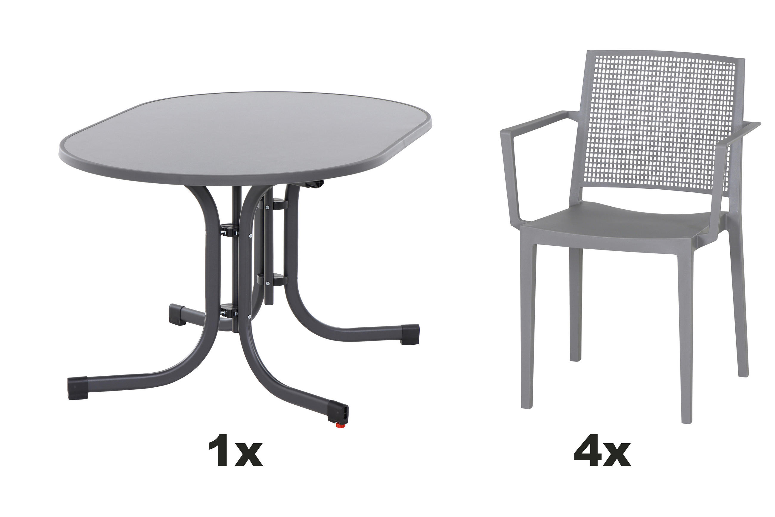 GARTENGARNITUR 5-teilig  - Anthrazit/Grau, Basics, Holzwerkstoff/Kunststoff (90/80/140cm) - Siena Garden