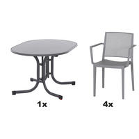 GARTENGARNITUR 5-teilig  - Anthrazit/Grau, Basics, Holzwerkstoff/Kunststoff (90/80/140cm) - Siena Garden