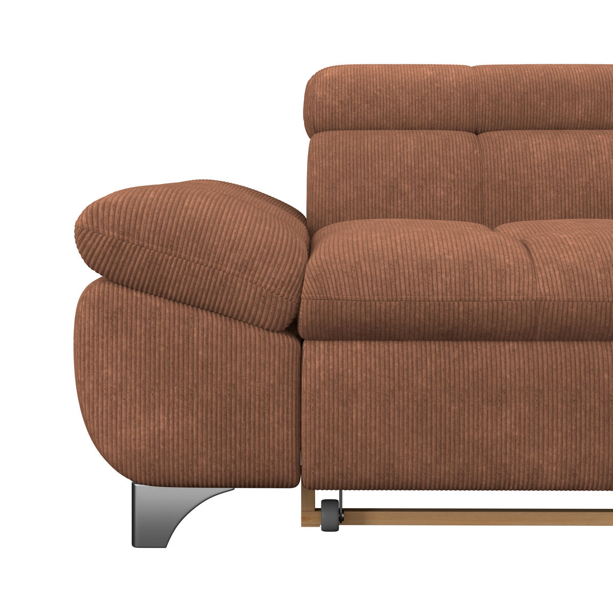 ECKSOFA Rotbraun Chenille  - Chromfarben/Rotbraun, KONVENTIONELL, Textil/Metall (312/234cm) - Livetastic