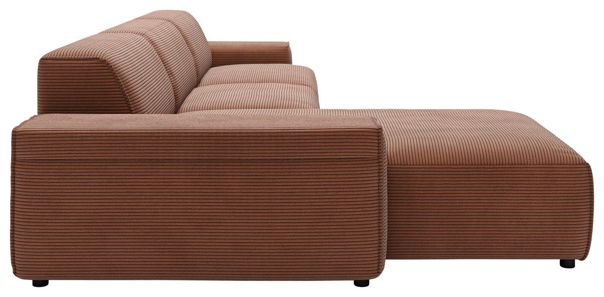 ECKSOFA in Cord Rostfarben  - Rostfarben/Schwarz, Design, Kunststoff/Textil (189/300cm) - Pure Home Lifestyle