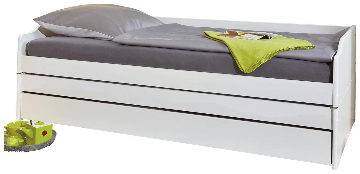 AUSZIEHBETT 90/200 cm Weiss  - Weiss/Naturfarben, Konventionell, Holz (90/200cm) - MID.YOU