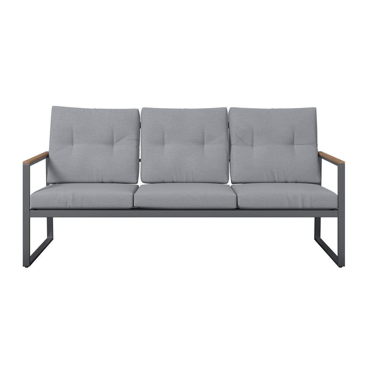 LOUNGEGARNITUR 4-teilig   120/81/80 cm Eisen  - Anthrazit/Naturfarben, Basics, Kunststoff/Textil (120/81/80cm) - Ambia Garden