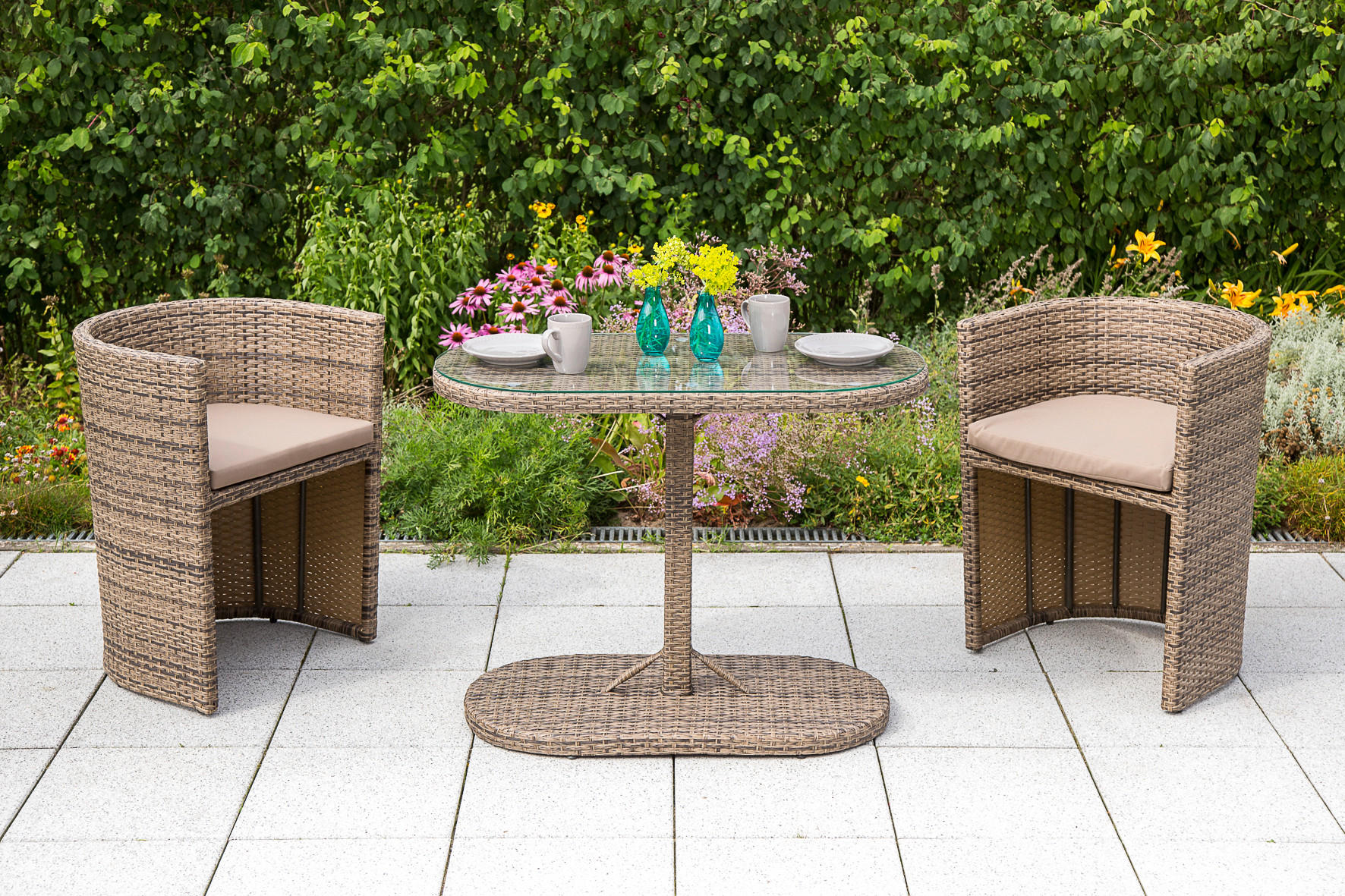 GARTENSET 4-teilig  - Naturfarben, MODERN, Kunststoff/Textil - Gardenson