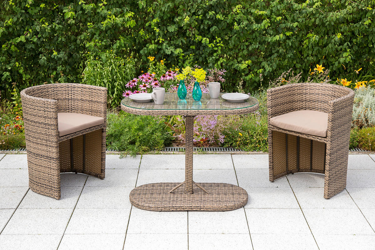GARTENSET 4-teilig  - Naturfarben, MODERN, Kunststoff/Textil - Gardenson