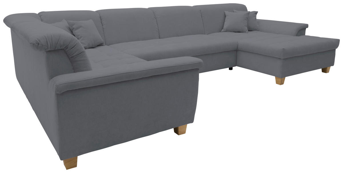 WOHNLANDSCHAFT in Mikrofaser Dunkelgrau  - Eichefarben/Dunkelgrau, KONVENTIONELL, Holz/Textil (206/344/162cm) - MID.YOU