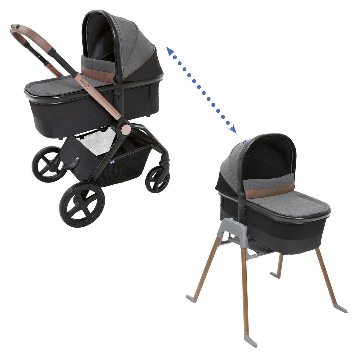 KINDERWAGENGESTELL  - Braun/Grau, Basics, Kunststoff (79/73/61cm) - Chicco
