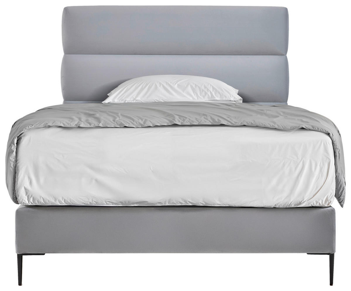 BOXSPRING-ÁGY 140/200 cm  világosszürke  - világosszürke/natúr színű, Modern, faalapú anyag/textil (140/200cm) - MID.YOU