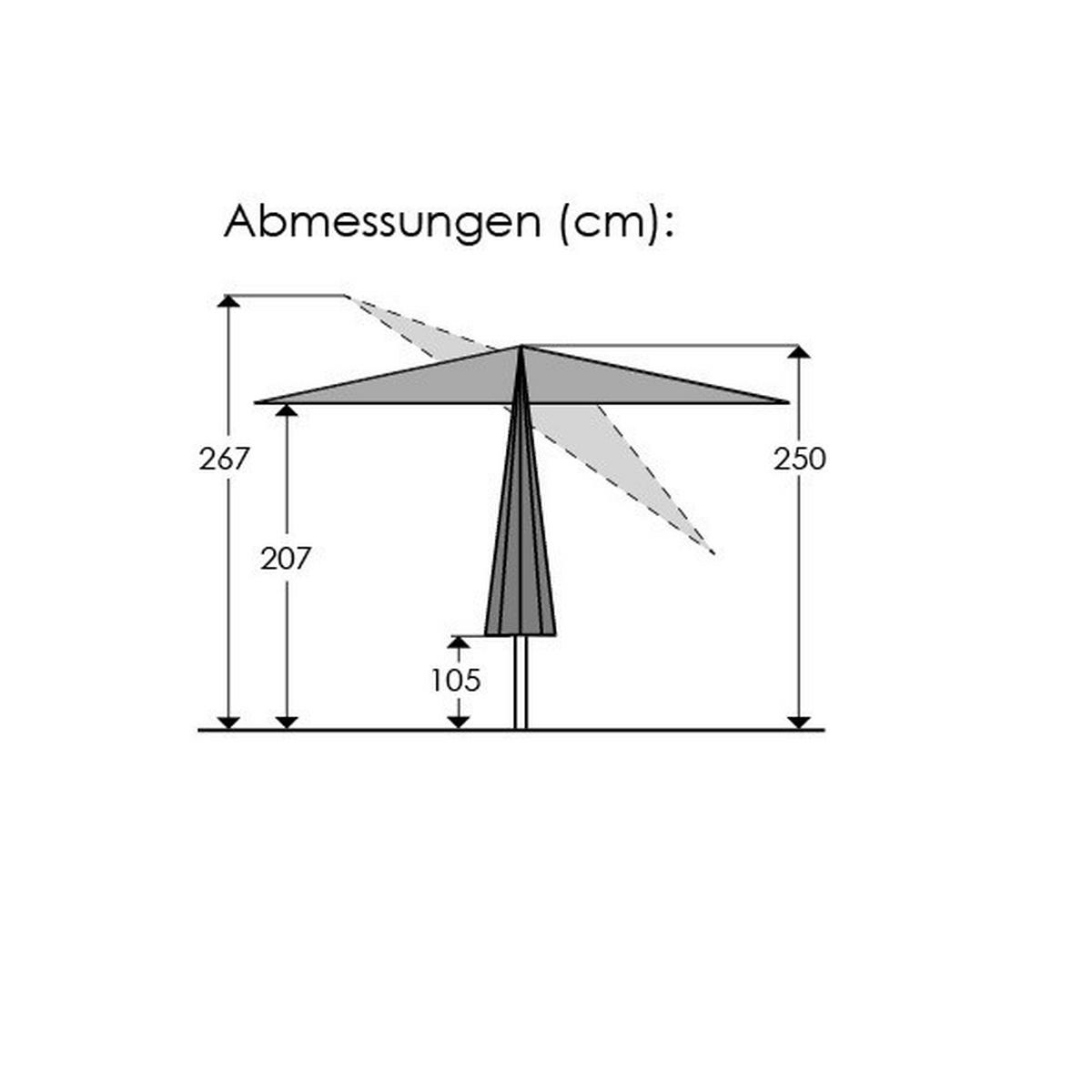 SLUNEČNÍK 270/250/270 cm - barvy stříbra/antracitová, Basics, kov/textil (270/250/270cm)