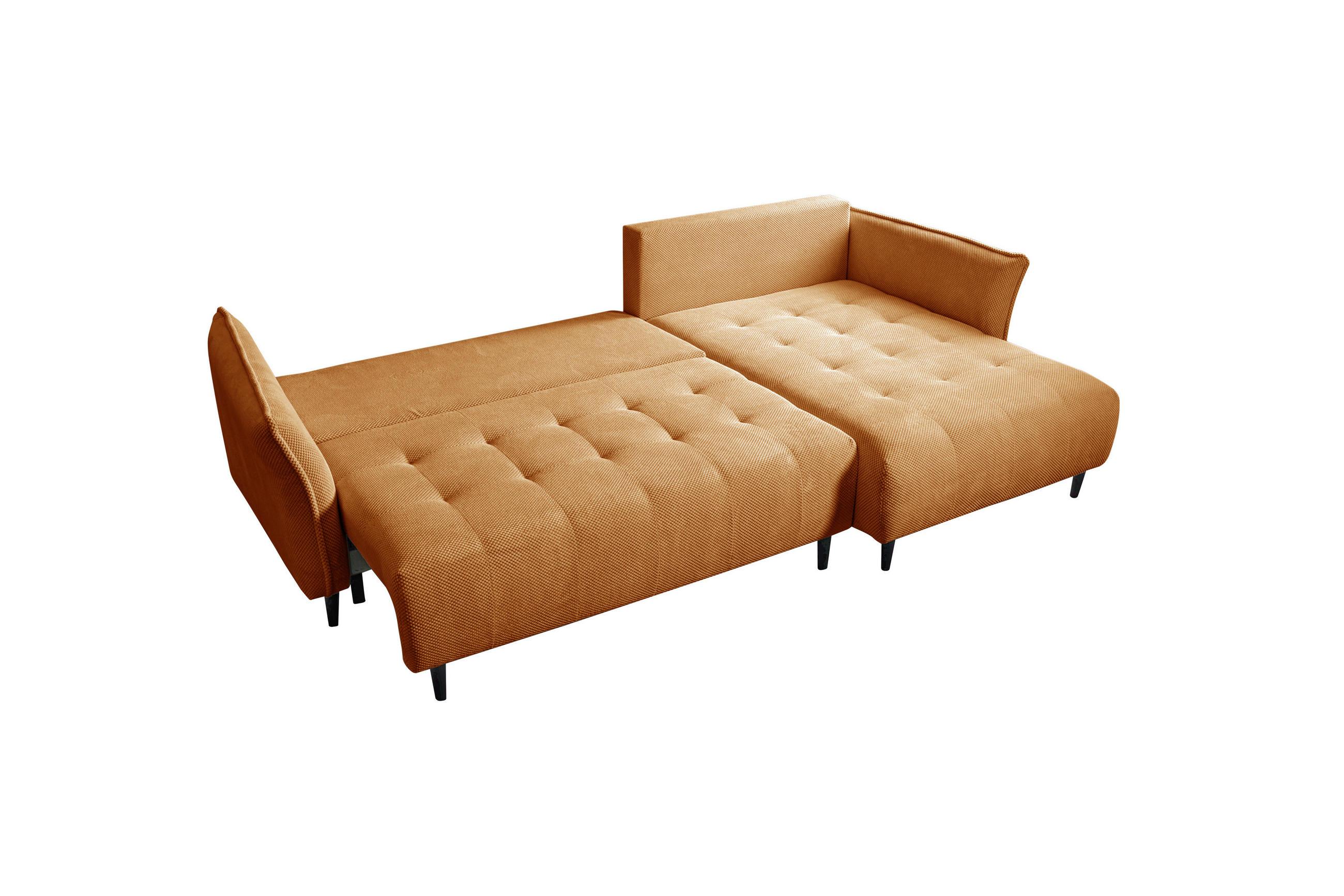 ECKSOFA MONTE CARLO Senfgelb Struktur, Plüsch  - Senfgelb/Schwarz, Trend, Textil (290/160cm) - MID.YOU